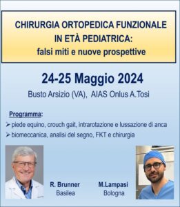 Locandina del congresso sulla chirurgia ortopedica funzionale organizzato nel 2024 in collaborazione con il Prof Reinald Brunner (UKBB Basilea, Svizzera)